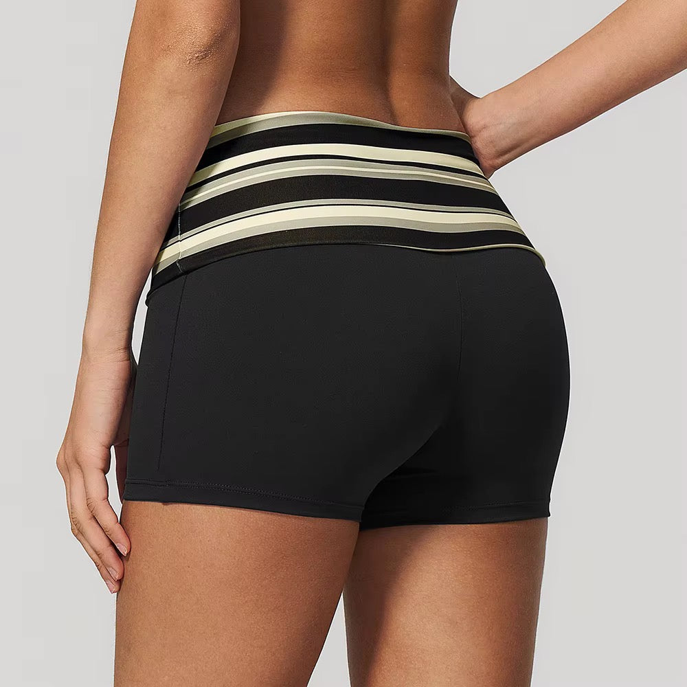 Velora Zarelle™ Striped High-Waist Performance Shorts