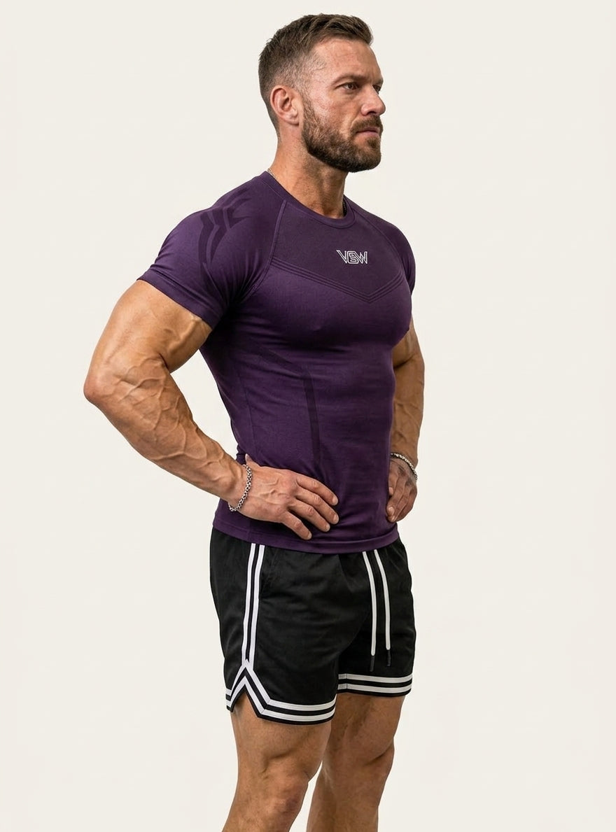 Spider-Sense Men’s Compression Fitness Shirt | Superhero Athletic Base Layer |Grape Purple