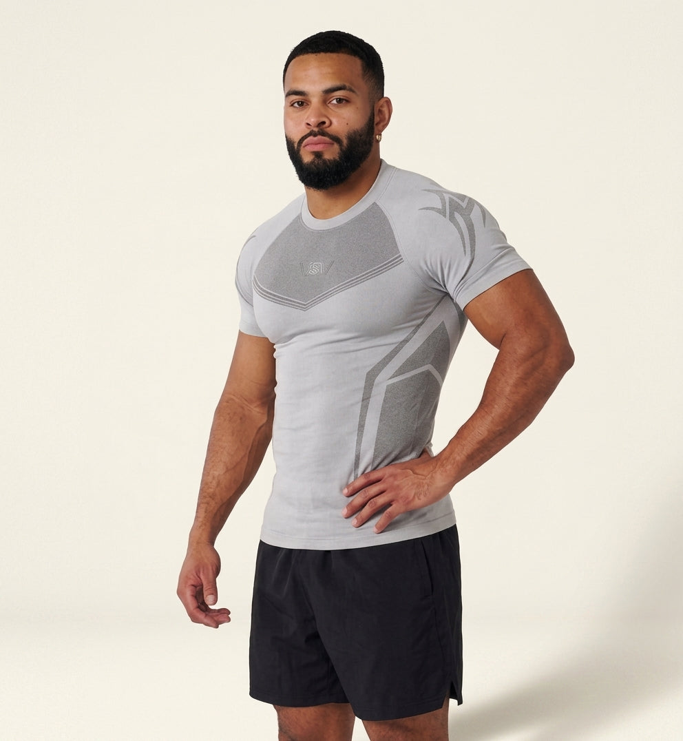 Spider-Sense Men’s Compression Fitness Shirt | Superhero Athletic Base Layer |Light Gary