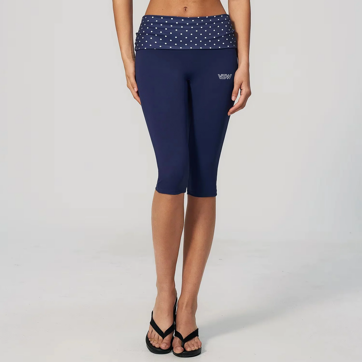 Velora Calyssa™ Polka Dot High-Waist Fold-Over Capri Leggings