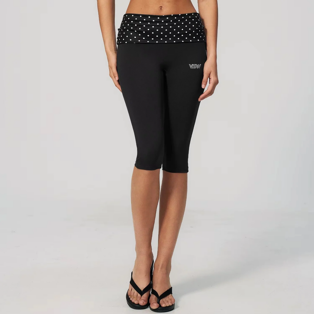 Velora Calyssa™ Polka Dot High-Waist Fold-Over Capri Leggings