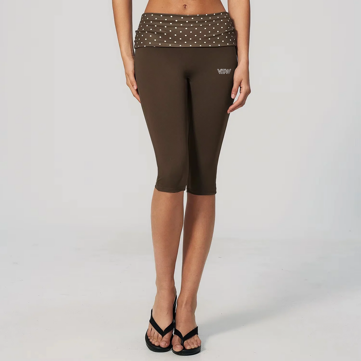 Velora Calyssa™ Polka Dot High-Waist Fold-Over Capri Leggings