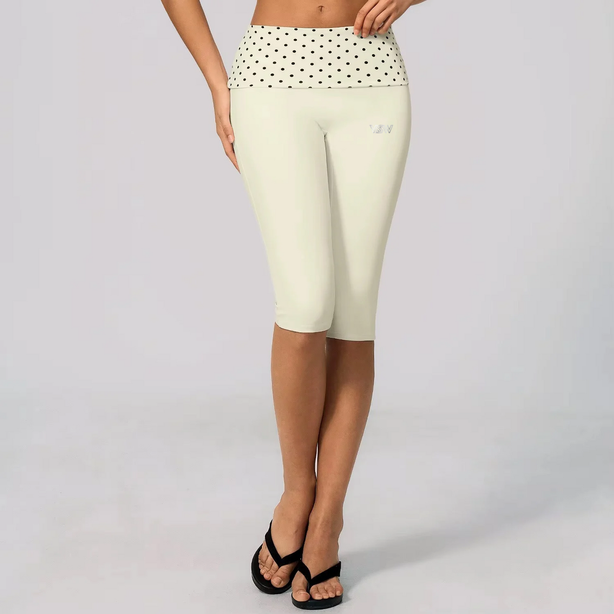 Velora Calyssa™ Polka Dot High-Waist Fold-Over Capri Leggings