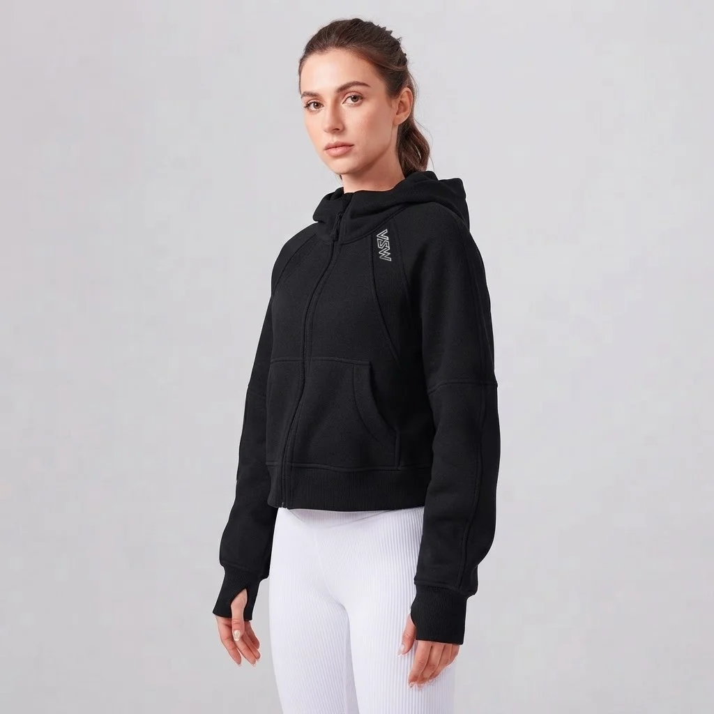 Velora Norelle™ Fleece Full-Zip Hooded Workout Jacket