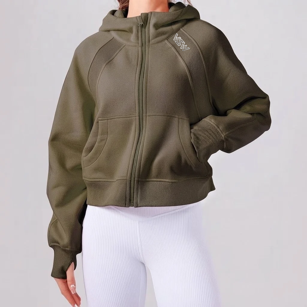 Velora Norelle™ Fleece Full-Zip Hooded Workout Jacket