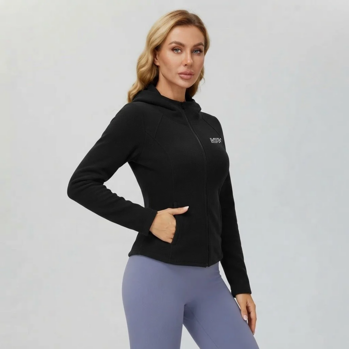 Velora Avielle™ Plush Slim-Fit Hooded Sports Jacket