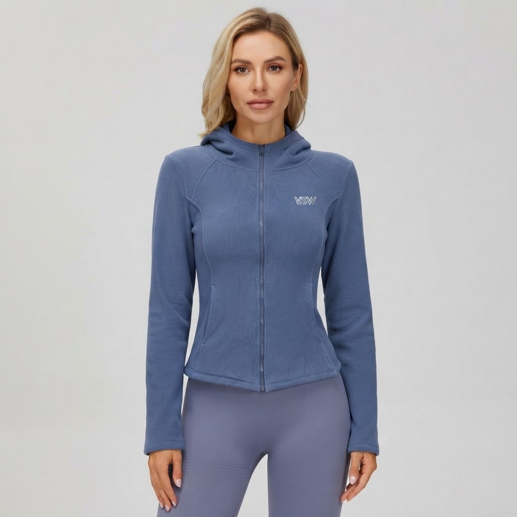 Velora Avielle™ Plush Slim-Fit Hooded Sports Jacket