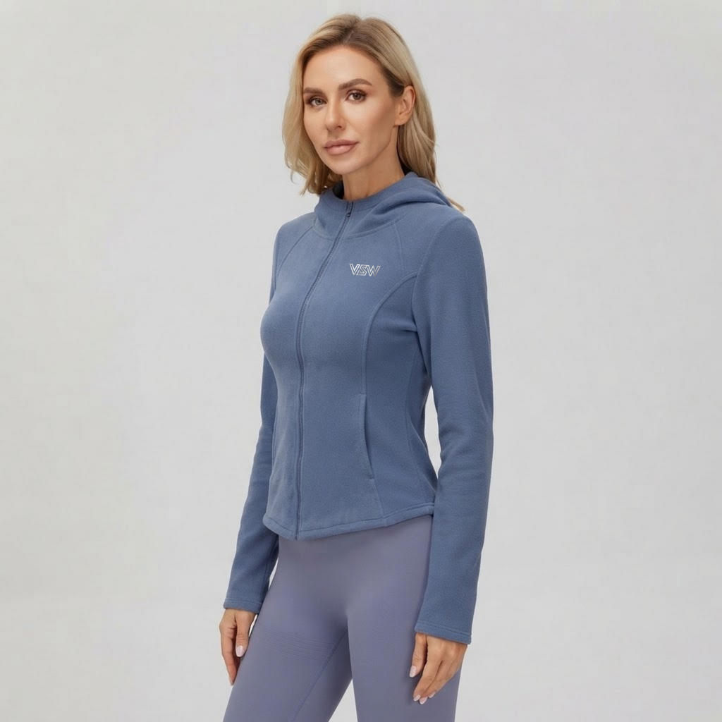 Velora Avielle™ Plush Slim-Fit Hooded Sports Jacket