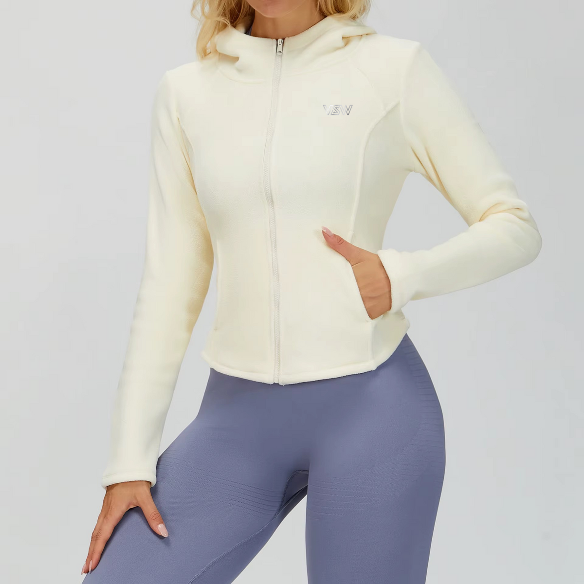 Velora Avielle™ Plush Slim-Fit Hooded Sports Jacket