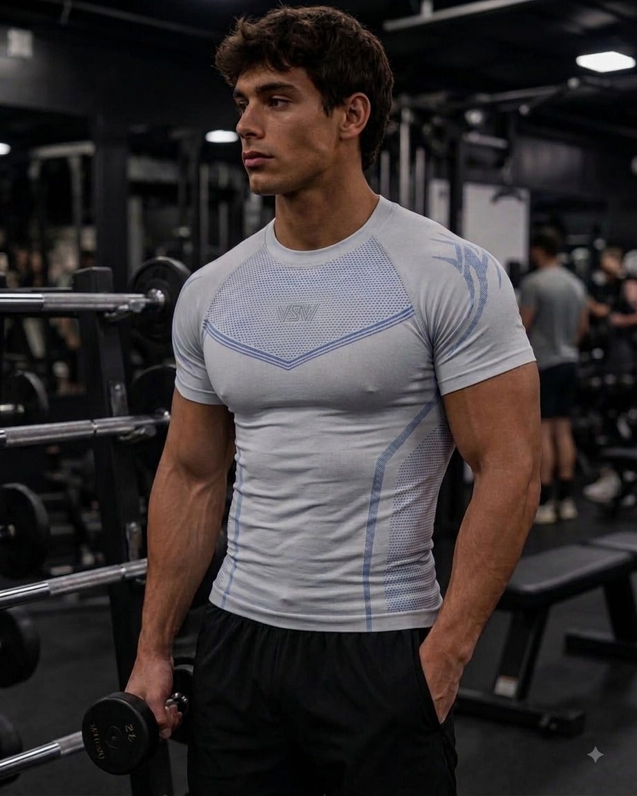 Spider-Sense Men’s Compression Fitness Shirt | Superhero Athletic Base Layer |Wathet