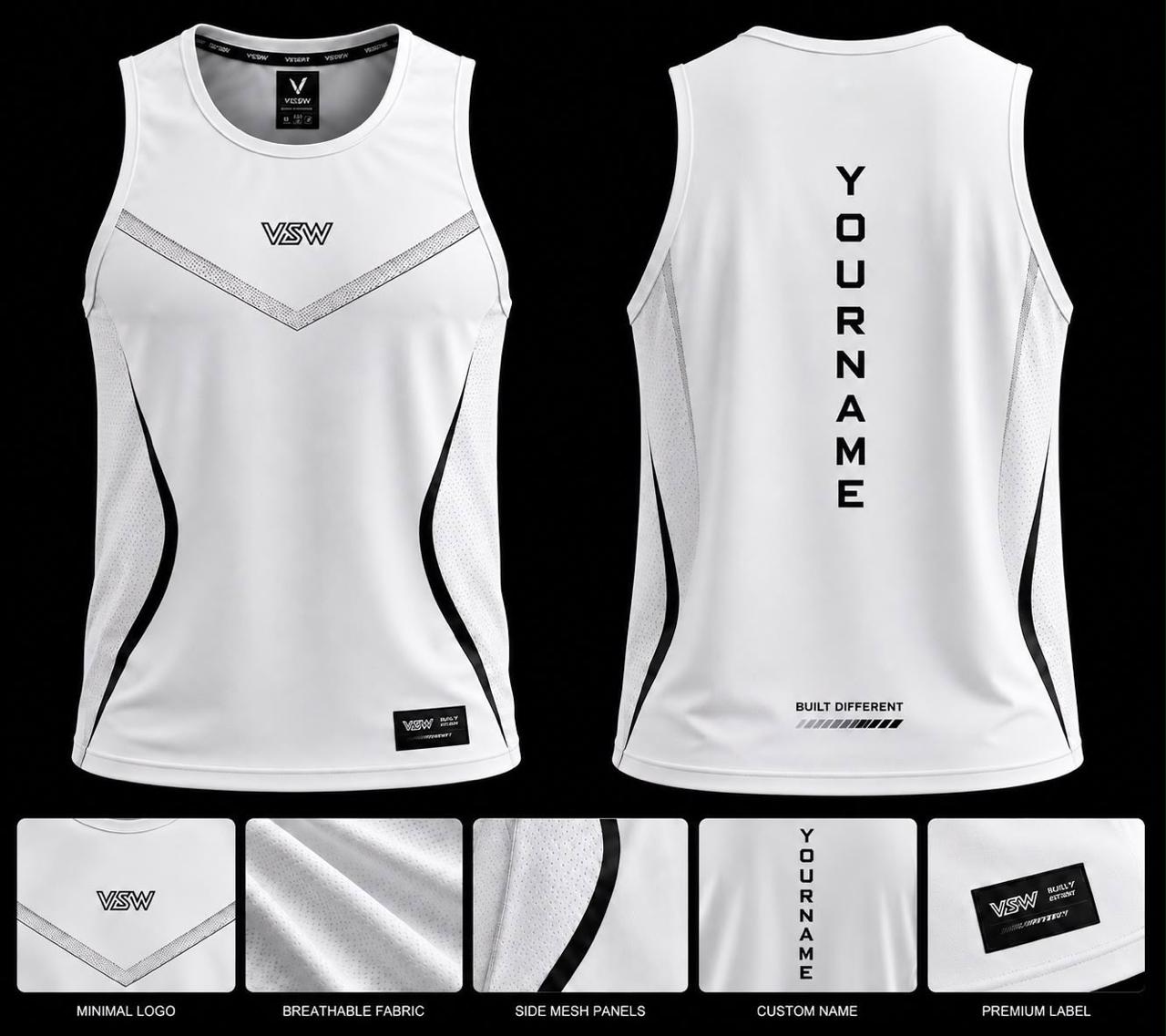 Men's Athletic Tank Top – Personalized Name Training Vest with Side Mesh Panels
