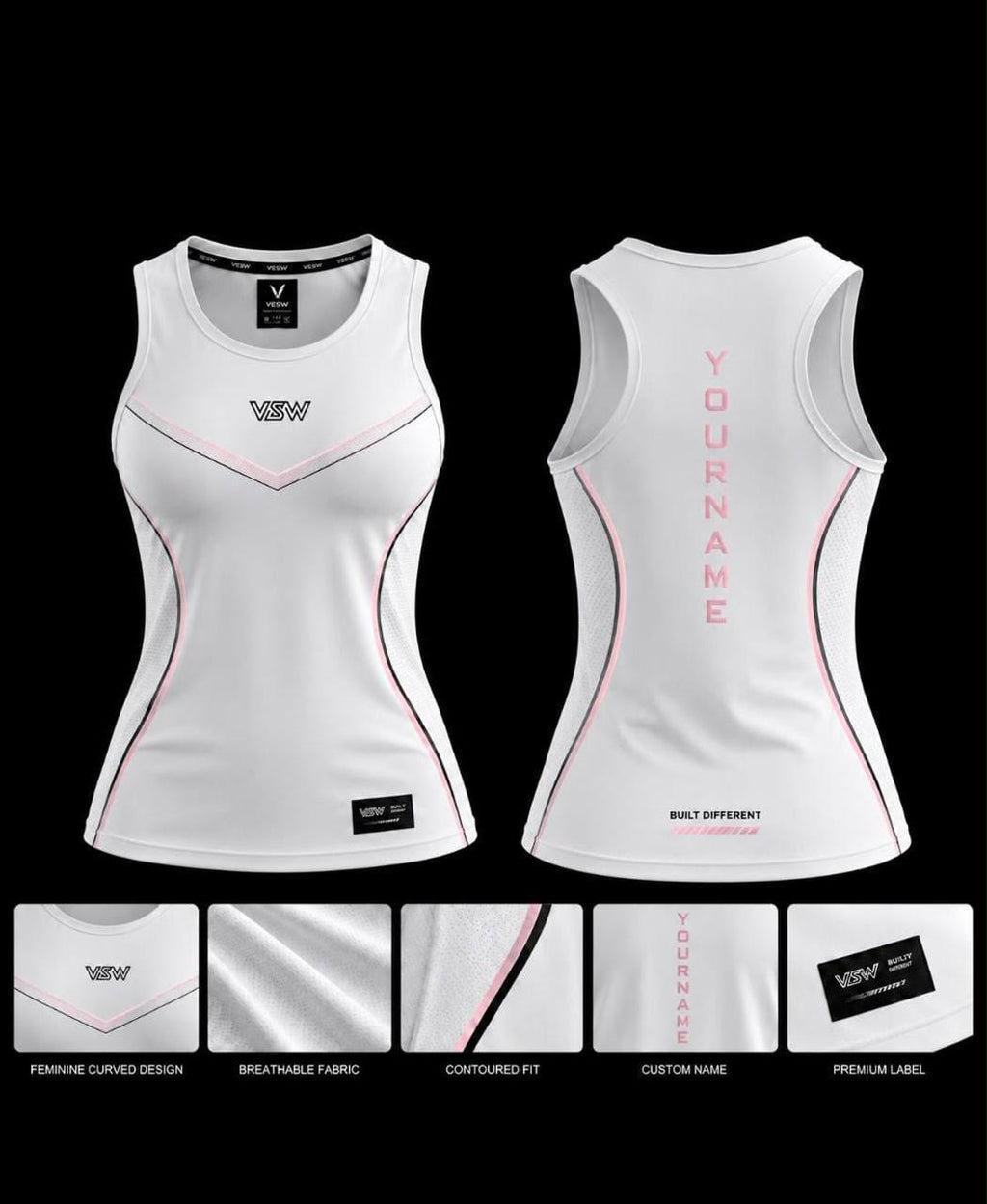 Women's Athletic Tank Top – Personalized Name Performance Workout Vest with Breathable Mesh