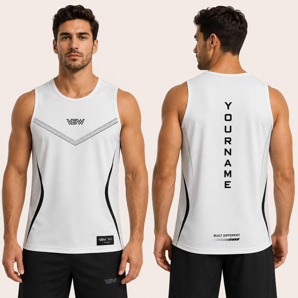 Men's Athletic Tank Top – Personalized Name Training Vest with Side Mesh Panels
